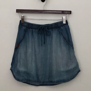 7FAM chambray indigo denim skirt jean mini short summer size small